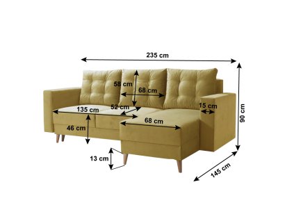 244267 rozkladaci sedaci souprava zluta prava bleky roh