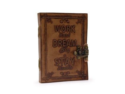 Kožené Zápisník - Čistý Papír - Pracujte & Sněte (18x13cm)