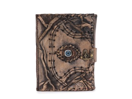 Hnědý Zápisník - Dekor Zlého Oka - 160 Stránek - 17x12.5cm