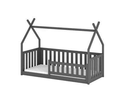 256279 bodzio 80x160 grafitova detska postel ohradka tipi