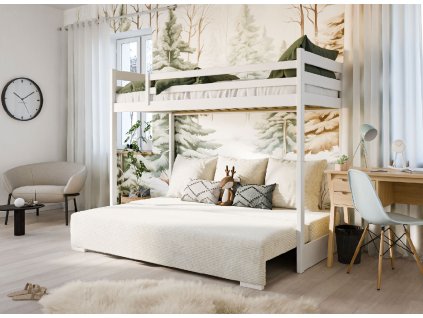 256795 sofino 90x200 140x200 bila postel uprostred s rozkladacim luzkem bezova postel rozmer 38