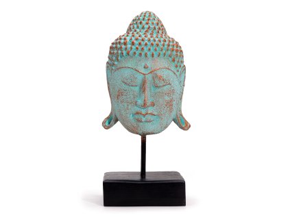 Velká Hlava Buddhy na Stojaně - Zelená Měď