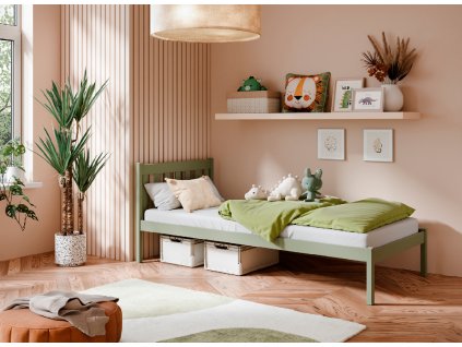 624391 detska jednoluzkova postel olivove zelena martin 90x200
