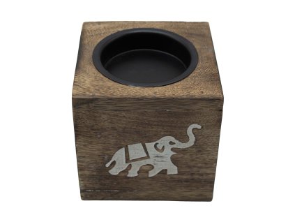 Čtvercová Aroma Lampa z Mangového Dřeva - Slon