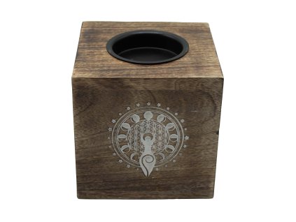 Velká Čtvercová Aroma Lampa z Mangového Dřeva - Bohyně Měsíce