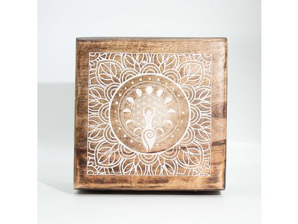 Extra Velká Krabička z Mangového Dřeva - Bohyně Fáz Měsíce