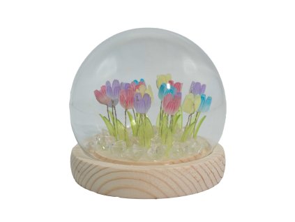 Svítící Květinová Zahrádka v Kopuli - 20 Barevných Tulipánů - LED, USB
