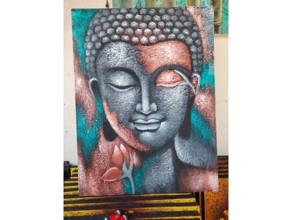 Obraz Buddhu - Stříbrný & Růžově Zlatý Květ