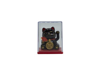 Mini Solární Čínská Mávající Kočka v Krabici - Černá