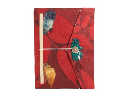 Velký Lokta Květinový Zápisník (21x15cm) - 45 stran - Rubínová