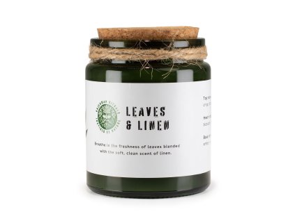 Sójová Svíčka s Dřevěným Knotem - Listy a Len