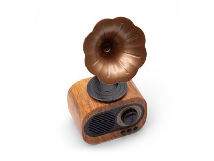 Mini Reproduktor - Retro Gramofon - Bluetooth & FM Rádio