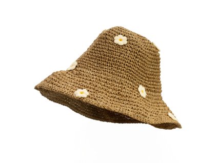 Slaměný Sluneční Klobouk - Káva & Sedmikrásky