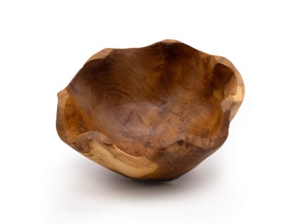 Středně Velká Hladká Mísa na Ovoce z Teakového Dřeva - 21x9cm