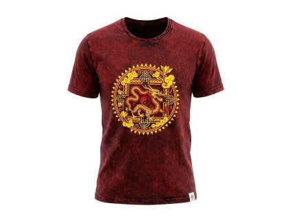 Nomad Sari Stonewashed Bavlněné Tričko - Dračí Mandala - Bordó - Malé