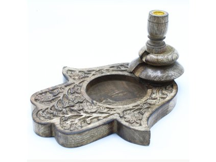 Velký Stojan “Tekoucí Dým“ z Mangového Dřeva - Hamsa