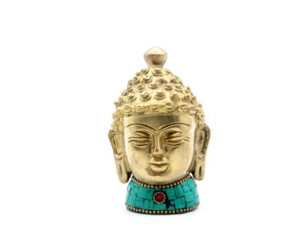 Mosazná Soška Buddhy - Střední Hlava - 8 cm