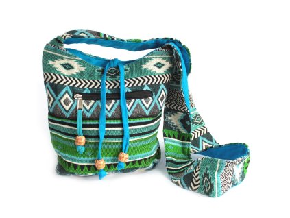 Etno Taška cez Rameno - Šedozelená