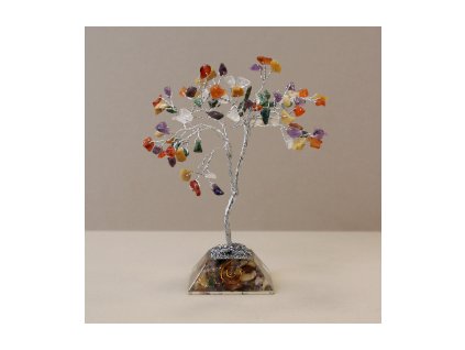 Stromek Štěstí s Orgonitovým Podstavcem - 80 Kamínků - Mix