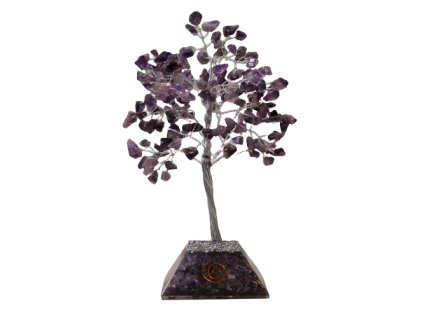 Stromek Štěstí s Orgonitovým Podstavcem - 160 Kamínků -  Ametyst