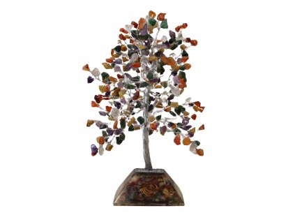 Stromek Štěstí s Orgonitovým Podstavcem - 320 Kamínků - Mix