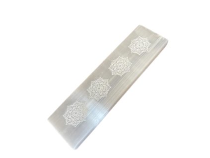 Plochý Selenitový Blok 15cm - Mandala