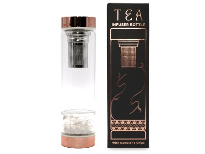 Láhev na Čaj z Křišťálového Skla - Rose Gold - Křemen