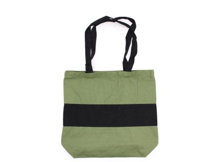 Velká Bavlněná Nákupní Taška - 38x42cm - Zelená a Černá - 10oz