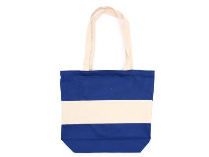 Velká Bavlněná Nákupní Taška - 38x42cm - Modrá a Přírodní - 10oz
