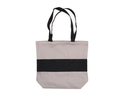 Velká Bavlněná Nákupní Taška - 38x42cm - Šedá a Černá - 10 oz