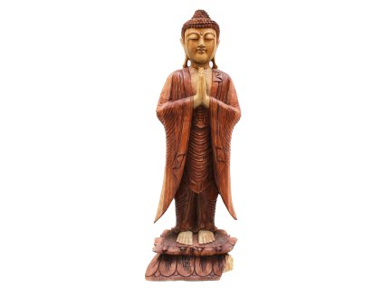 Ručně Vyřezávaná Socha Buddhy - Vítejte - 100cm - Poškozená
