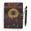 Kožený Zápisník s Potiskem (7x5") - Stop Doom Scrolling- 200 Čistých Stran