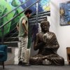 Velký Antický Zlatý Buddha Střední - Meditace na Stupě - 1.5m