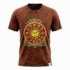 Nomad Sari Stonewash Bavlněné Tričko - Slunce a Zodiak - Hnědé - Velikost L