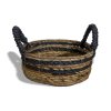 Košík z Banánových Listů a Černé Raffie - Souprava 2 Kusů