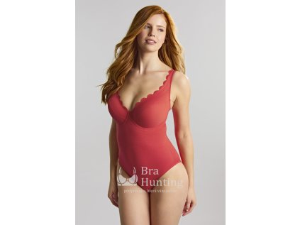 SS26 F Swimwear Spirit Rita Plunge Swimsuit SW1780 Red T F 2472