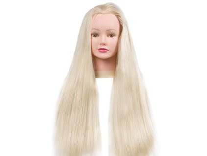 Cvičná hlava umělé vlasy 60cm plavé