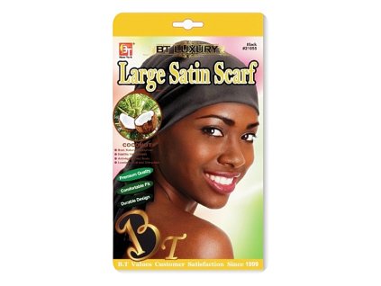 Šátek na spaní pro ochranu účesu saténový černá prémium