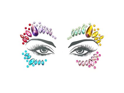 Nalepovací kamínky na obličej Rainbow