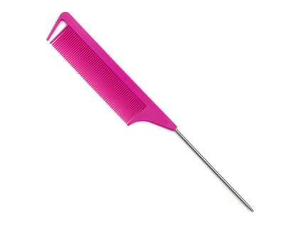 Hřeben plastový s kovovým hrotem růžový