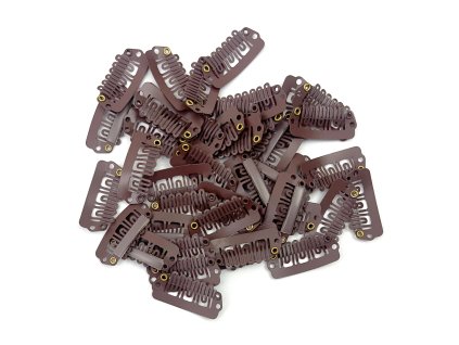 Clip in hřebínky do vlasů 5ks, 3cm - st.hnědé