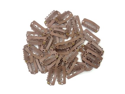Clip in hřebínky do vlasů 5ks, 3cm - sv.hnědé
