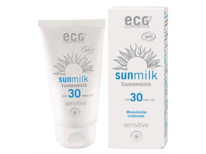 Eco Cosmetics Sun Milk Sensitive, Sonnenmilch SPF 30, BIO, 75 ml  Mit Bio-Himbeerkernöl und Bio-Granatapfel