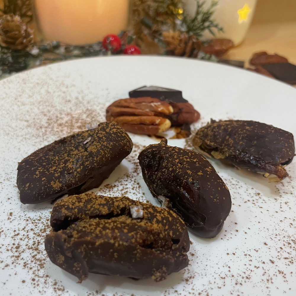 Rumové datle v čokoládě s pekany