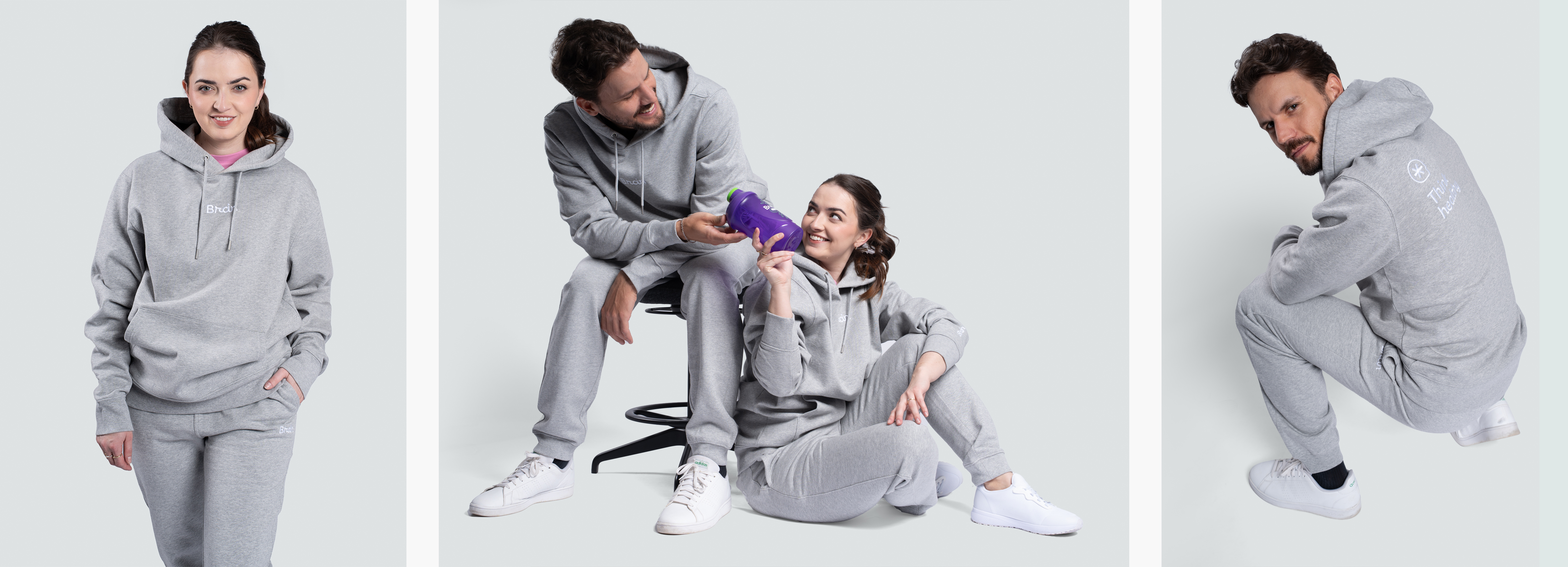 лого на мъжки суитшърт в сиво