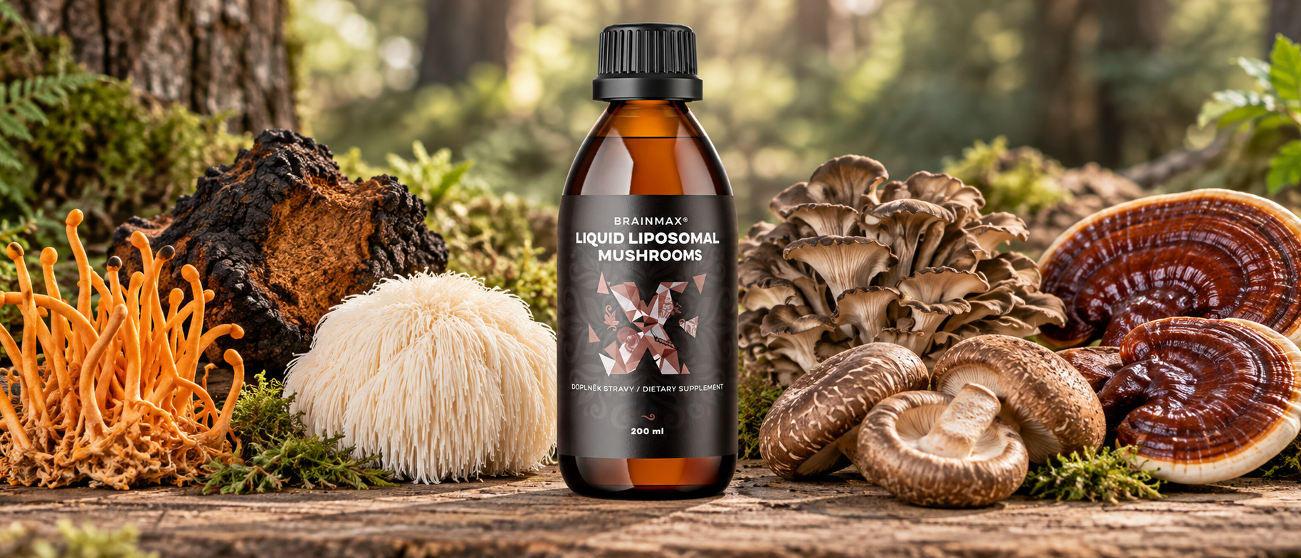liposomal mushrooms doplněk stravy s funkčn&iacute;mi houbami