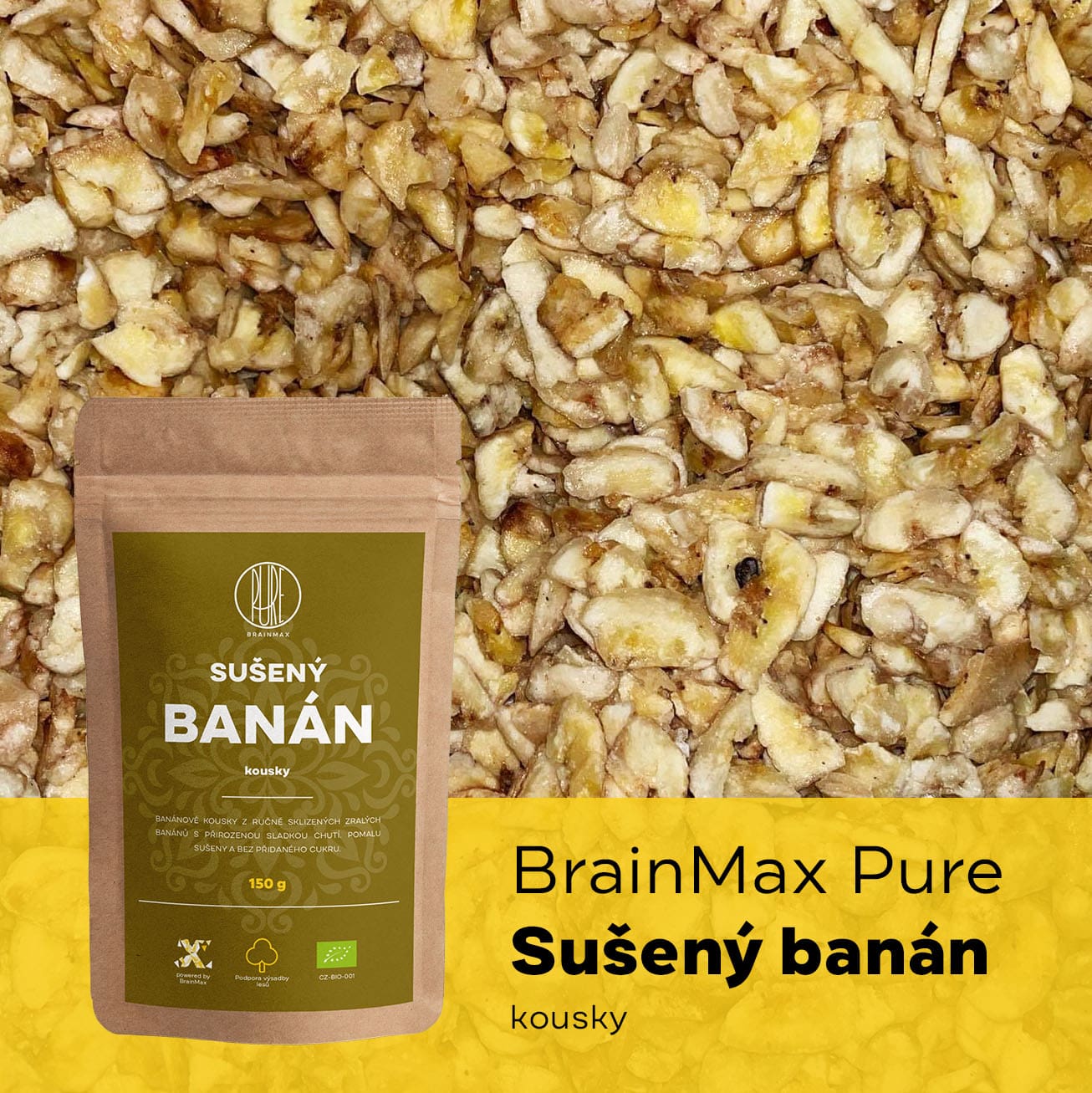 BrainMax Pure Sušený banán kousky - BrainMarket.cz