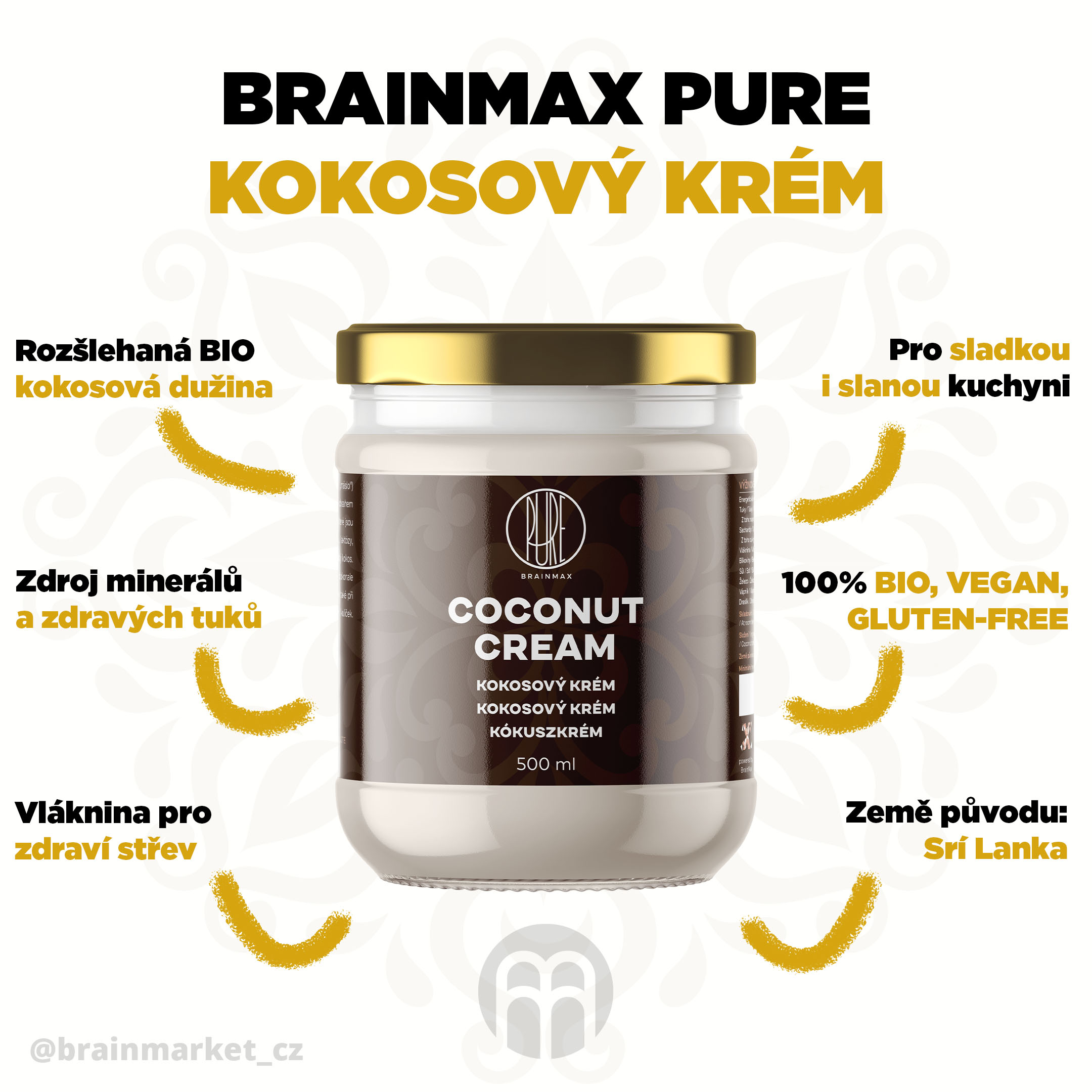 infografiki z czystym kremem kokosowym brainmax brainmarket CZ