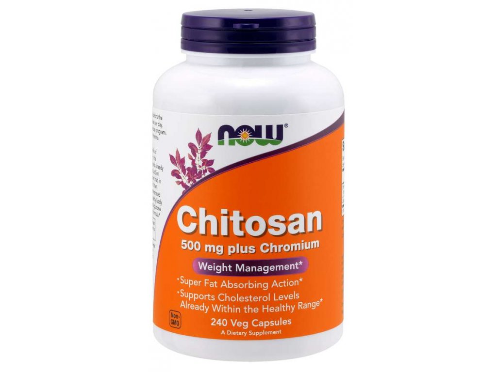 NOW Chitosan, 500 mg Plus chromium, 240 veg kapslí
