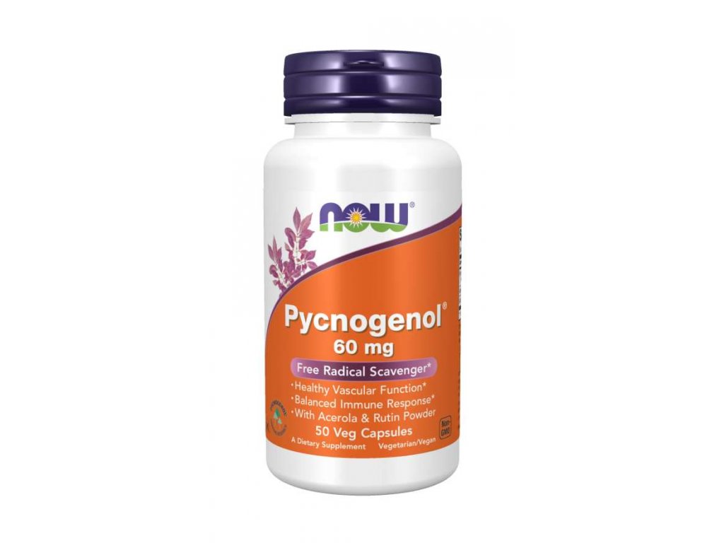 NOW Pycnogenol s Acerolou a Rutinem, 60 mg, 50 rostlinných kapslí